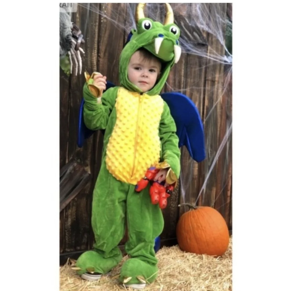 Dragon Halloween Costume Plush Velour with Stuffed Head